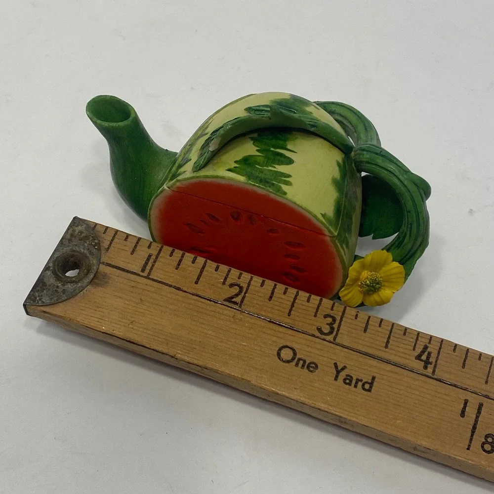 Unbranded Watermelon Miniature Teapot Green Red Decorative